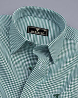 Lolo Green With White Small Check Oxford Cotton Shirt