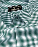 Lolo Green With White Small Check Oxford Cotton Shirt