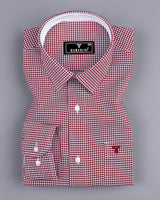 Lolo Maroon With White Small Check Oxford Cotton Shirt