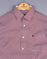 Lolo Maroon With White Small Check Oxford Cotton Shirt