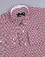 Lolo Maroon With White Small Check Oxford Cotton Shirt