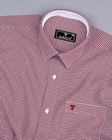 Lolo Maroon With White Small Check Oxford Cotton Shirt