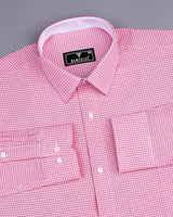 Lolo Pink With White Small Check Oxford Cotton Shirt