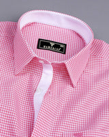 Lolo Pink With White Small Check Oxford Cotton Shirt