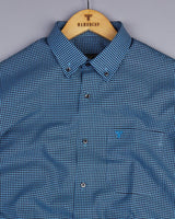 Lolo TurquoiseBlue With Black Small Check Oxford Cotton Shirt