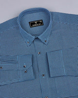 Lolo TurquoiseBlue With Black Small Check Oxford Cotton Shirt