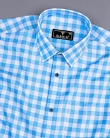 Dakota Blue With White Twill Check Cotton Shirt