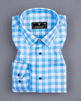 Dakota Blue With White Twill Check Cotton Shirt