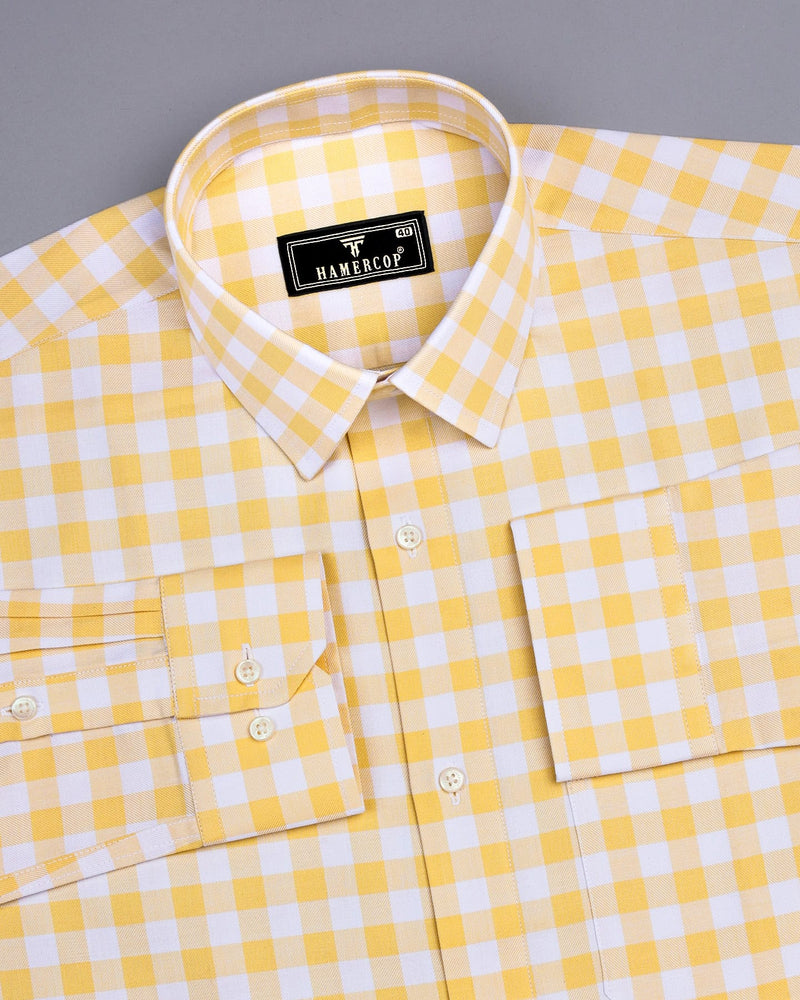 Dakota Yellow With White Twill Check Cotton Shirt