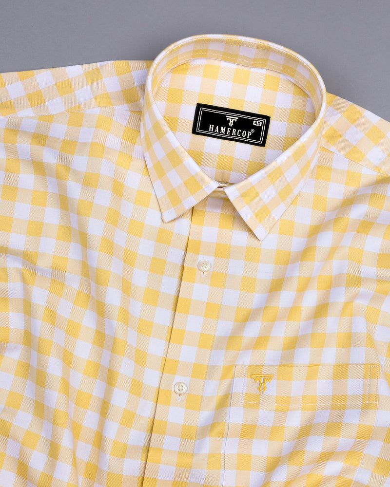 Dakota Yellow With White Twill Check Cotton Shirt