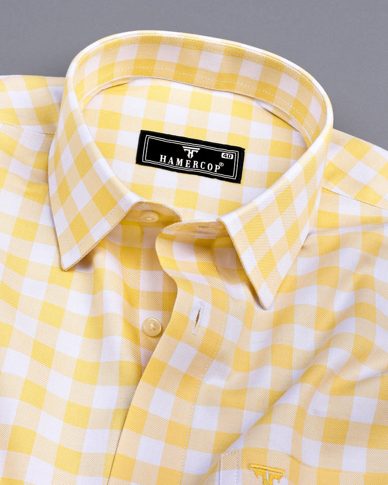 Dakota Yellow With White Twill Check Cotton Shirt