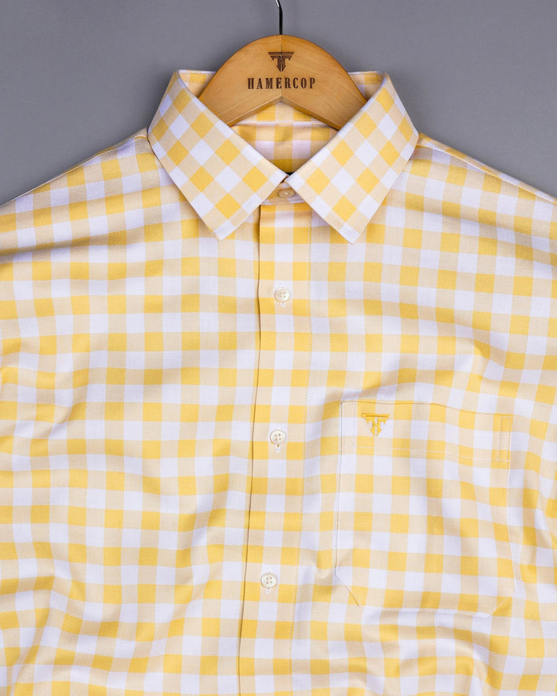 Dakota Yellow With White Twill Check Cotton Shirt