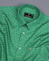 Thorium Green Printed Dobby Texture Cotton Shirt