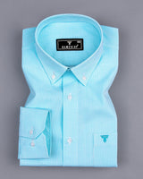 Aqua Blue Small Graph Check Formal Cotton Shirt