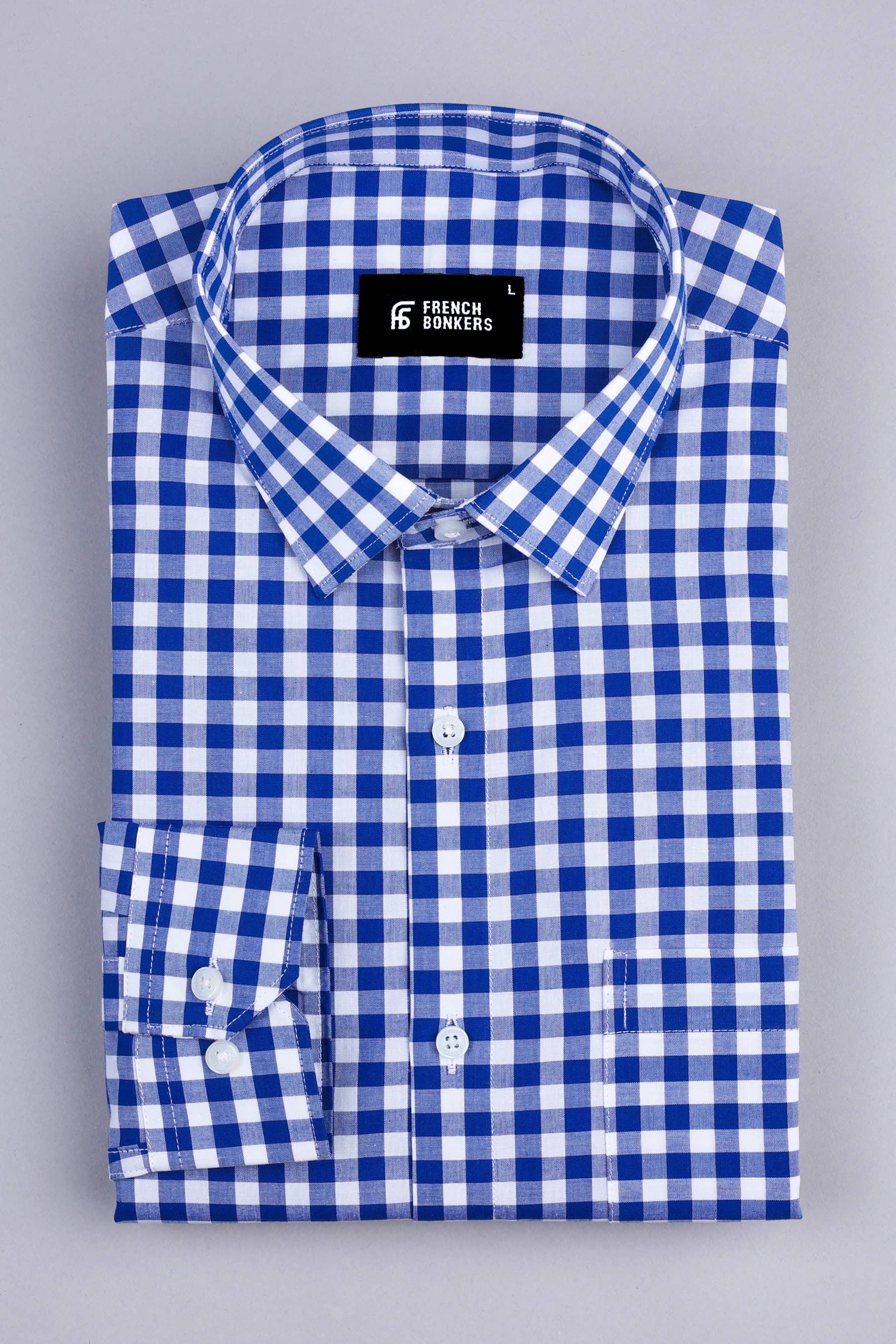 White with Royal blue regular palid check shirt – Hamercop