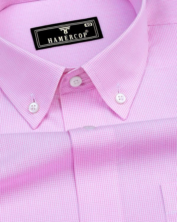 Pink Small Graph Check Formal Cotton Shirt