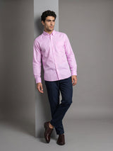 Pink Small Graph Check Formal Cotton Shirt