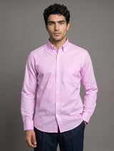 Pink Small Graph Check Formal Cotton Shirt