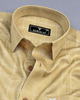 Lunar Cream With White Dobby Check Premium Cotton Shirt