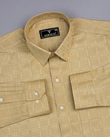 Toronto Cream With White Dobby Check Premium Giza Shirt