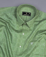 Toronto Green With White Dobby Check Premium Giza Shirt