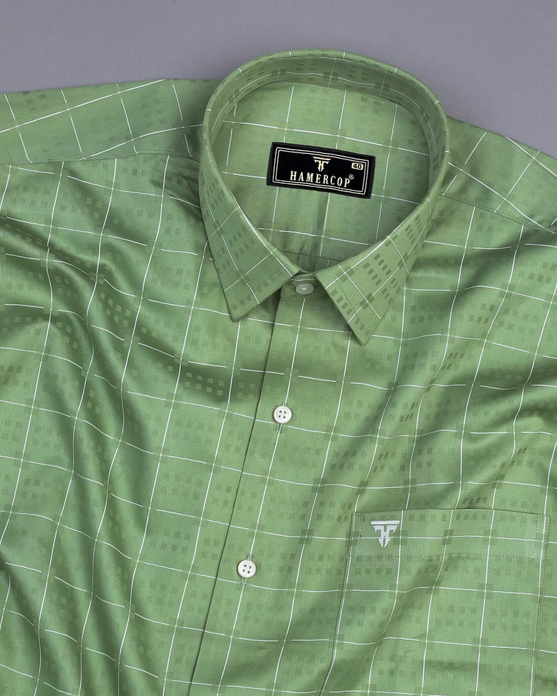 Toronto Green With White Dobby Check Premium Giza Shirt