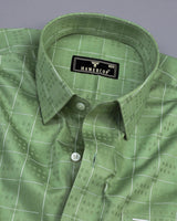 Toronto Green With White Dobby Check Premium Giza Shirt