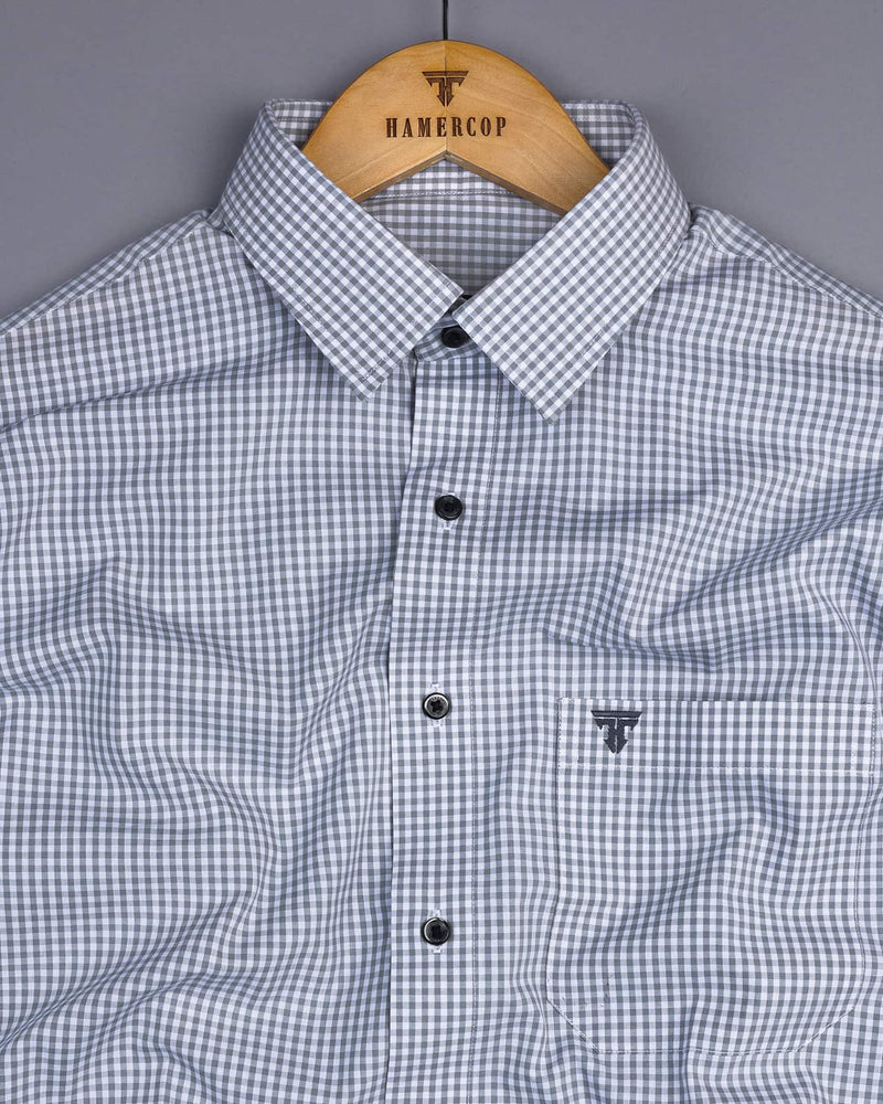 Altona Gray With White Yarn Dyed Small Check Cotton Shirt – Hamercop