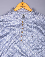 Sea Gray With White Jacquard Shirt Style Kurta