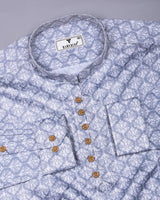 Sea Gray With White Jacquard Shirt Style Kurta