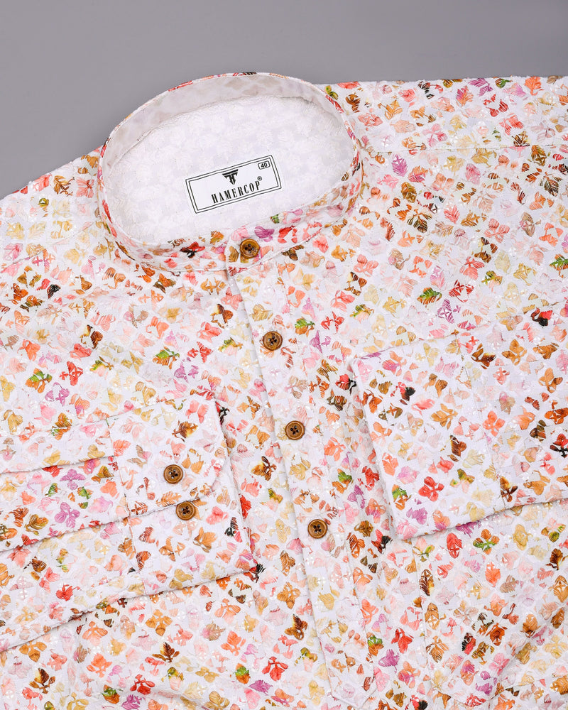 Blossom Multicolor Embroidery Art Cotton Shirt Style Kurta