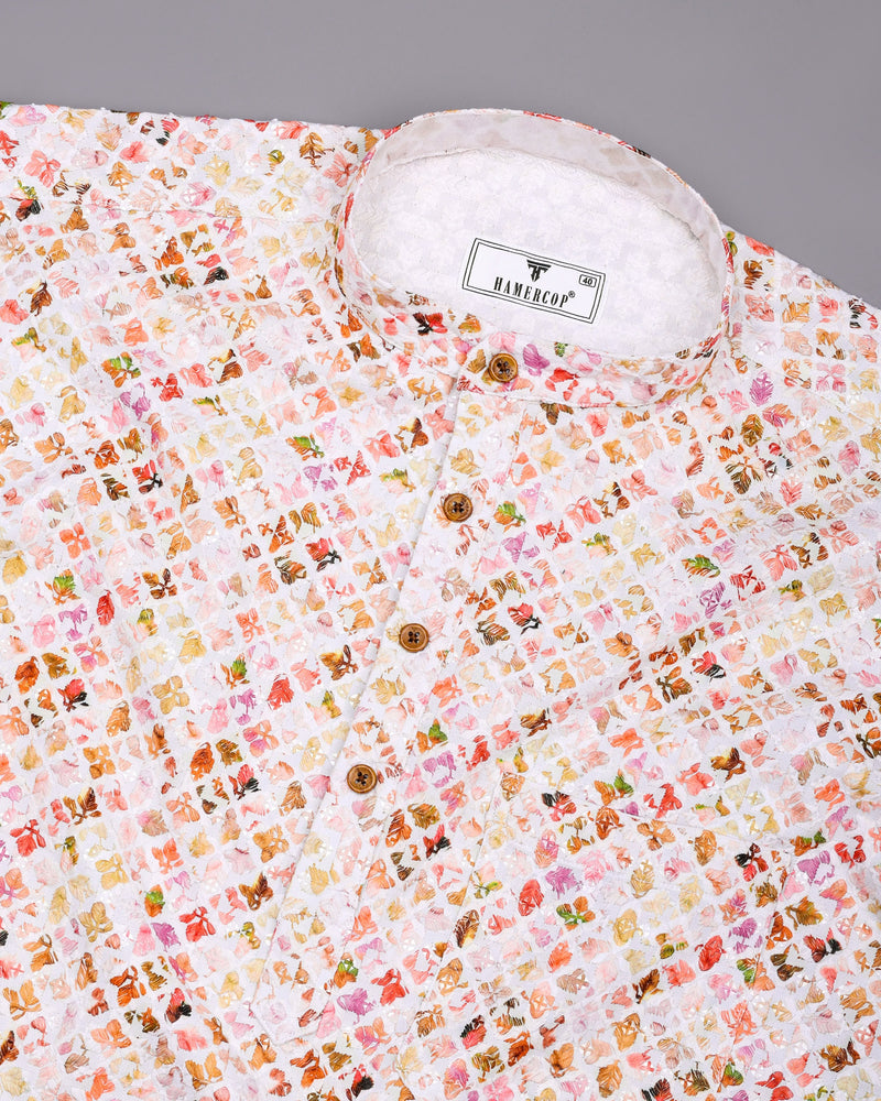Blossom Multicolor Embroidery Art Cotton Shirt Style Kurta
