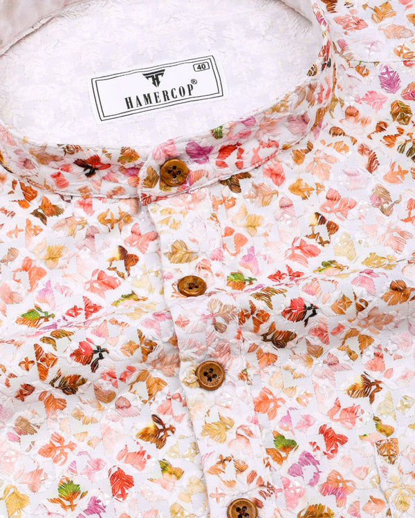 Blossom Multicolor Embroidery Art Cotton Shirt Style Kurta