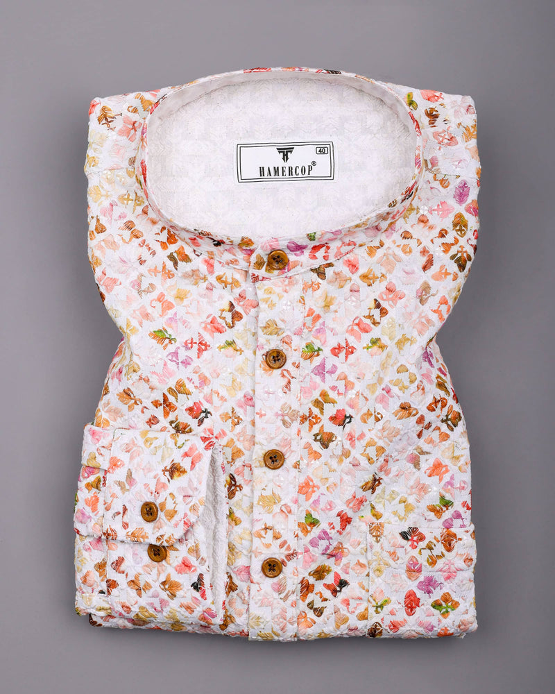 Blossom Multicolor Embroidery Art Cotton Shirt Style Kurta