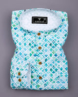 Blossom Blue Embroidery Art Cotton Shirt Style Kurta