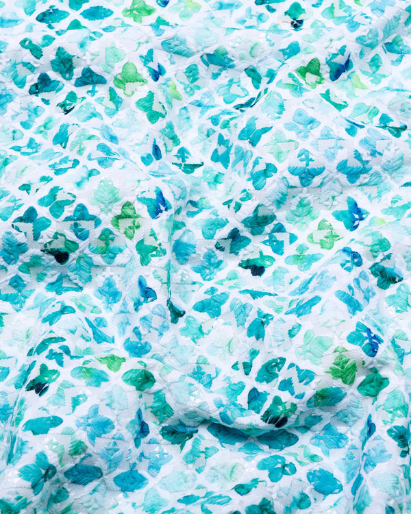 Blossom Blue Embroidery Art Cotton Shirt Style Kurta