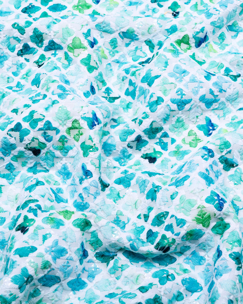 Blossom Blue Embroidery Art Cotton Shirt Style Kurta