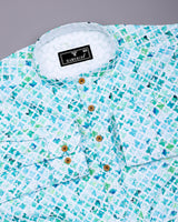 Blossom Blue Embroidery Art Cotton Shirt Style Kurta