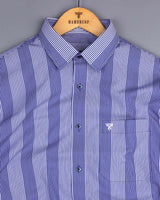 Blozen NavyBlue With White Stripe Formal Cotton Shirt