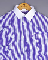 Arctic Purple With White Stripe Designer Cotton Shirt