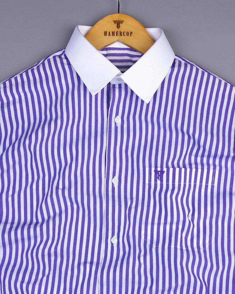 Arctic Purple With White Stripe Designer Cotton Shirt