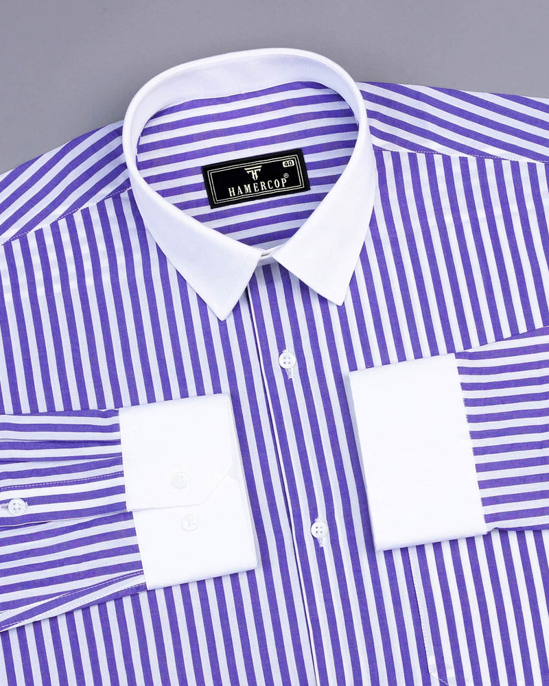 Arctic Purple With White Stripe Designer Cotton Shirt