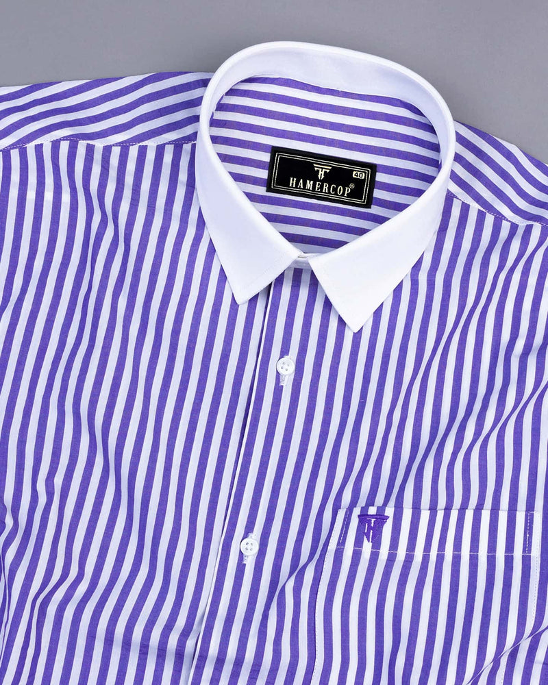 Arctic Purple With White Stripe Designer Cotton Shirt