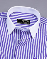 Arctic Purple With White Stripe Designer Cotton Shirt