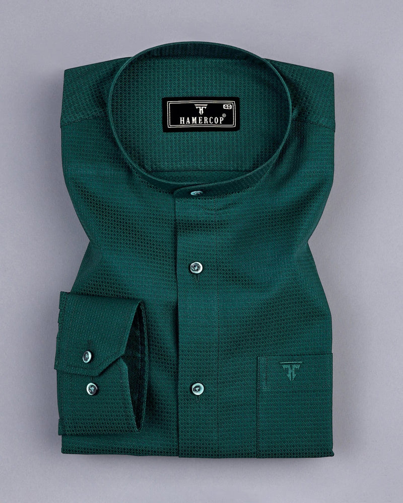 Sacramento Green Diamond Shaped Dobby Cotton Shirt