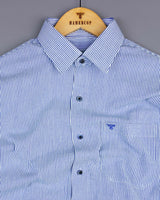 Caronia Blue With White Jacquard Stripe Cotton Shirt