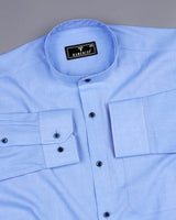 Totowa SkyBlue Textured Dobby Cotton Shirt