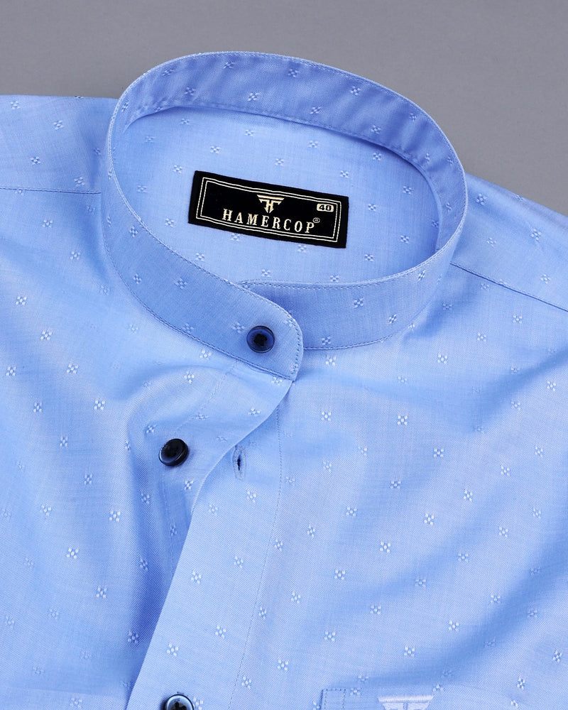 Totowa SkyBlue Textured Dobby Cotton Shirt