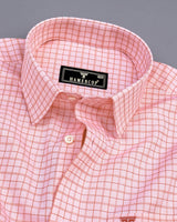 Harmony Peach Checked Dobby Cotton Formal Shirt