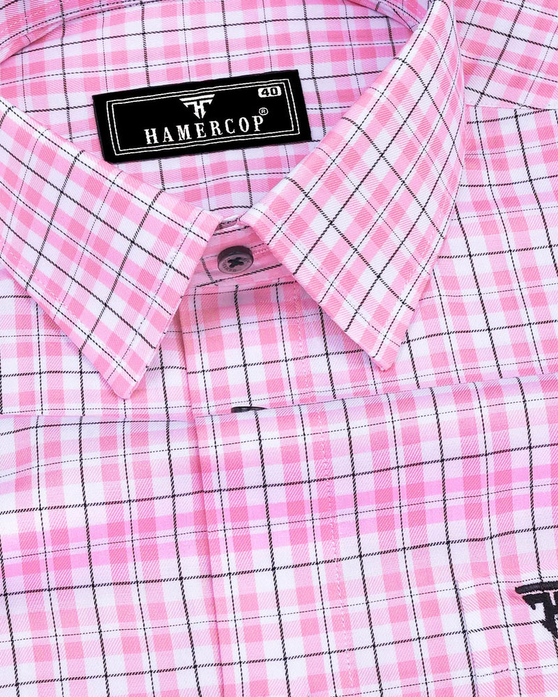 Petra Pink Black Twill Check Premium Cotton Shirt Hamercop Petra Pink Black Twill Check Premium Cotton Shirt Hamercop